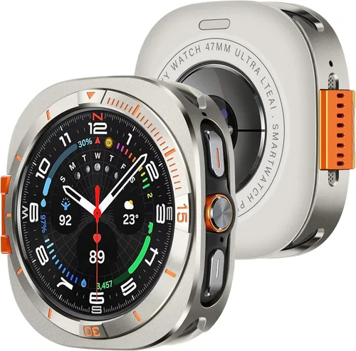 Miniatura 8 de Amizee Funda de metal compatible con Samsung Galaxy Watch 8 de 1.732 pulgadas con cubierta trasera, funda protectora resistente para Galaxy Watch 8