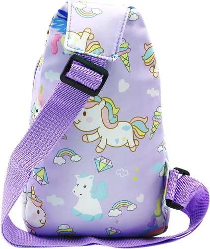 Miniatura 3 de ANKOMINA Bolso bandolera pequeño para niños, lindo bolso cruzado de dibujos animados, bolsa de hombro de unicornio dinosaurio para exteriores