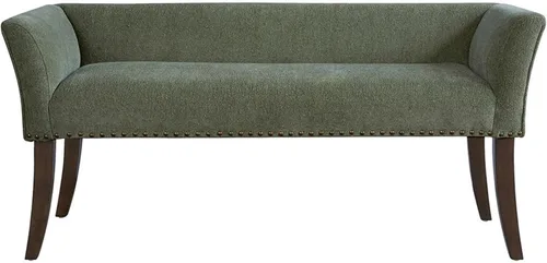 Miniatura 14 de Madison Park Banco decorativo para sala de estar, tapizado con ribete de cabeza de clavos y asiento acolchado para entrada, banco pequeño, banco