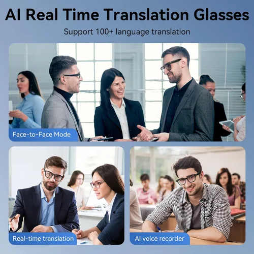 Miniatura 9 de Lentes inteligentes AI con cámara, gafas de grabación de video 1080P, gafas de cámara de 8 MP, traducción en tiempo real, asistente de voz AI