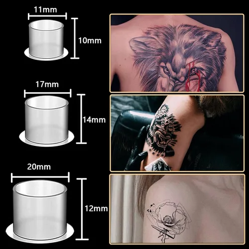 Miniatura 2 de Tapas de tinta para tatuajes – 300 tazas de tinta de tatuaje con base de tamaño mixto #11, tamaño pequeño #14, mediano #17, tapas grandes