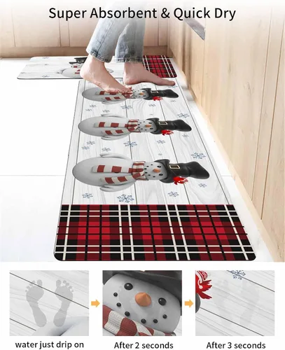 Miniatura 4 de Tapete de baño de Navidad para bañera, antideslizante, de secado rápido y absorbente, tierra de diatomeas, fregadero, dormitorio, cocina, lavable