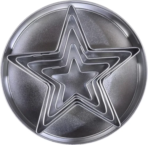 Miniatura 2 de R&M International Cortadores de galletas de estrella, tamaños surtidos, juego de 5 piezas en lata de regalo