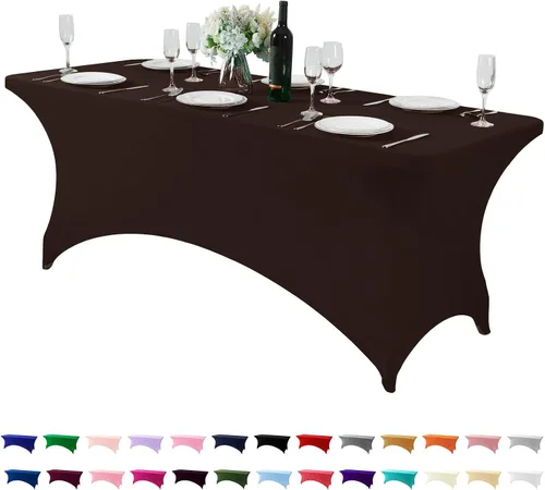 Miniatura 117 de Mantel de elastano para mesas de 4, 6 u 8 pies, mantel elástico universal ajustable para fiestas, banquetes, bodas y eventos - Verde manzana