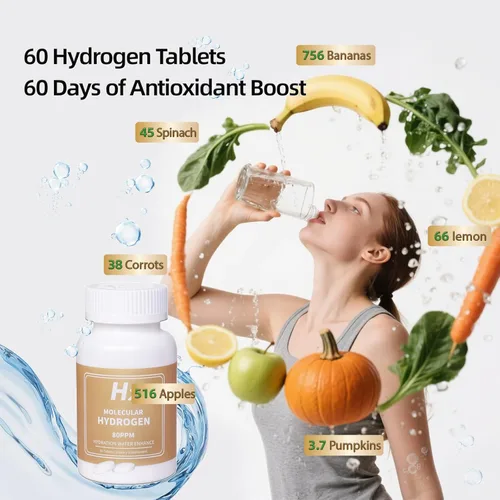 Miniatura 8 de Tabletas de agua de hidrógeno de 8 PPM para agua potable, tabletas de hidrógeno molecular H2 magnesio apoya el envejecimiento saludable, energía