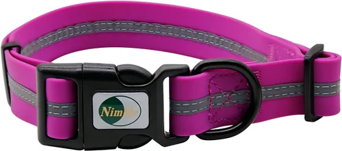 Miniatura 22 de NIMBLE Collar de perro impermeable para mascotas, ajustable, reflectante, duradero, flexible, de nailon con revestimiento de poliéster, collares