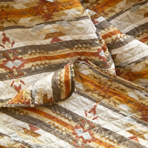 Miniatura 7 de CARSTENS, INC. Western Aztec Country - Juego de ropa de cama de microfibra de 3 piezas, juego de edredón de microfibra de 3 piezas, Wrangler Western