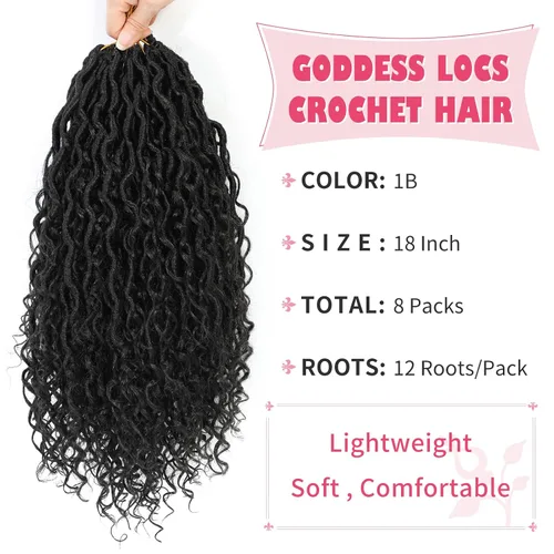 Miniatura 2 de Alicoco Goddess Locs Cabello de Ganchillo 12 Pulgadas 8 Paquetes Rastas Sintéticas de Ganchillo Para Mujeres Rastas Suaves Boho Pre-enrolladas River