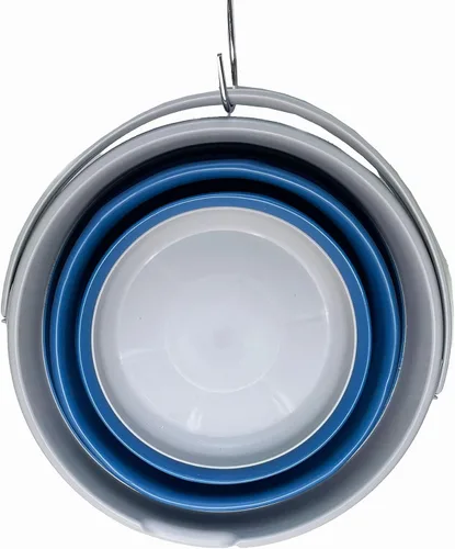 Miniatura 6 de SAMMART Cubo de plástico plegable de 10 L (2.6 galones), bañera redonda plegable con asa, cubo de pesca portátil, cubo de agua, ahorro desplegable