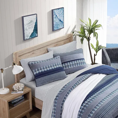 Miniatura 10 de Nautica - Juego de edredón tamaño King, juego de ropa de cama reversible de algodón, decoración del hogar de diseño para todas las estaciones