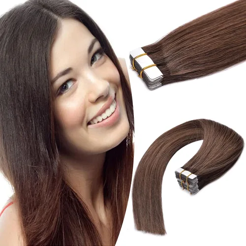 Miniatura 12 de Extensiones de cabello humano Remy con cinta adhesiva sin costuras (16 pulgadas, 10 unidades, rubio ceniza)