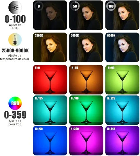 Miniatura 3 de ULANZI VL49 Luces de Video RGB, Luz de Cámara LED 360° Color Completo Iluminación de Fotografía Portátil con 3 Zapatas Frías, 2000mAh Recargable CRI