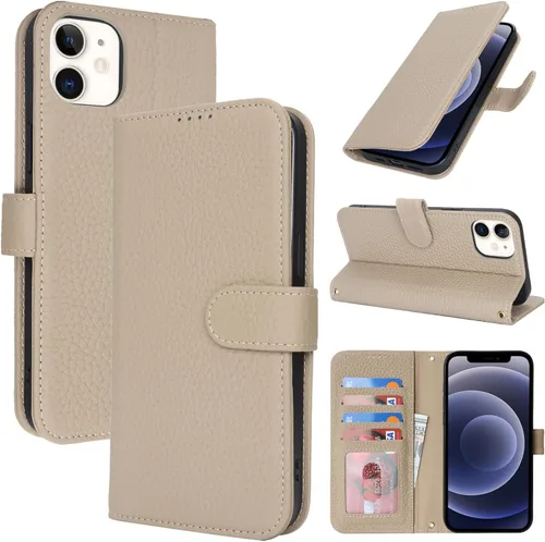 Miniatura 67 de Zouzt Funda para iPhone 11 de 6.1 pulgadas de piel auténtica con 4 ranuras para tarjetas, tarjetero con bloqueo RFID, tapa magnética, función atril