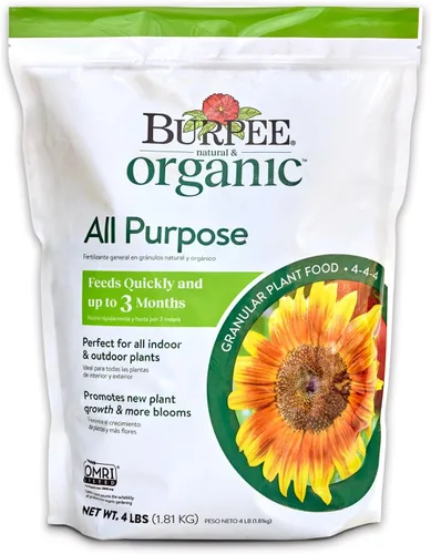 Burpee Alimento Orgánico Granular de Propósito Natural de 4 Libras para Cultivar Plantas Fuertes | Bueno para Huerto de Vegetales, Jardín de Flores