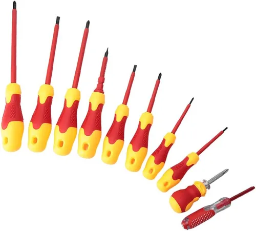 Miniatura 2 de Jeanoko Juego de destornilladores eléctricos aislados multifuncionales de 1000 V, 10 Uds. con ranura para destornilladores, herramientas