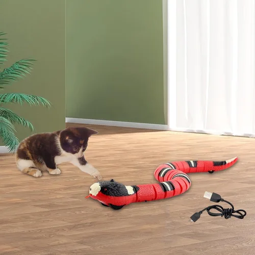 Miniatura 6 de Gralara Inteligente Sensing Serpiente Gato Interacción Jugar USB Recargable Serpiente Eléctrica Juguete Serpiente Falsa Serpiente para April Fools