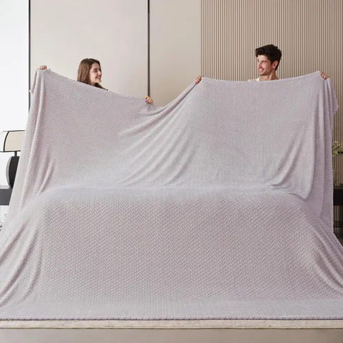 Miniatura 22 de Manta de vellón extragrande King de 120 x 120 pulgadas, manta de franela jacquard 3D sin costuras, suave y acogedora, 10'x10', extra grande