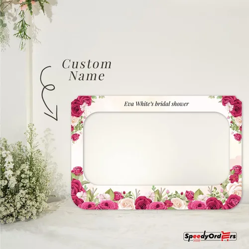 Miniatura 7 de Marco de fotos de novia personalizado con rosas en tonos fucsia, marco de fotos personalizado con rubor, accesorio de fotos de rosas florecientes