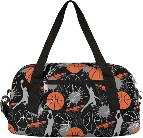 Bolsa de lona deportiva de baloncesto para niños y niñas, bolsa de baile, temática de baloncesto, bolsas de gimnasio, bolsas de viaje durante la