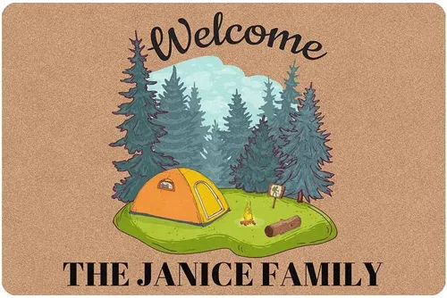 Tapetes de camping con nombre personalizado con alfombras de caravana resistentes para alfombra de casa rodante Insdie de 24 x 16 pulgadas, 30 x 18