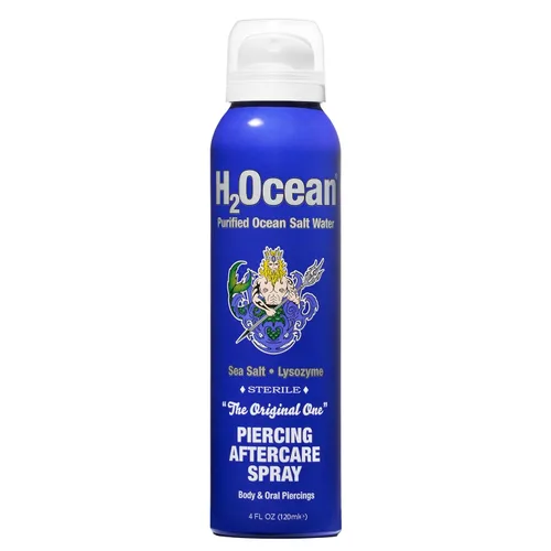 Miniatura 12 de Aerosol para cuidado de perforaciones corporales H2Ocean, agua salada marina purificada, 1.5 onzas líquidas, Azul