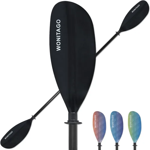 Miniatura 9 de Remo de kayak con eje de fibra de vidrio y hoja de nailon reforzado, remos de kayak ajustables, 3 piezas, 90.6-98.4 in/90-98 pulgadas, 82.7-90.6