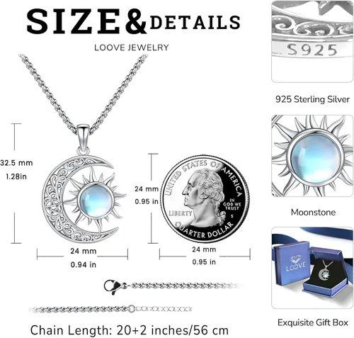 Miniatura 234 de Collar de pentagrama de plata de ley con triple luna, diosa celta, nudo celta, nudo de brujas, Ankh, sol y luna, Hécate, lilith, Santa Muerte