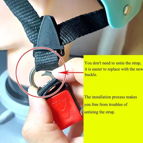 Miniatura 9 de Juego de 2 hebillas de liberación rápida para casco de ciclismo con anillos tóricos abiertos para casco de bicicleta, adaptador de correa