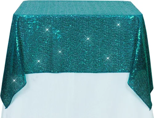 Miniatura 116 de PartyDelight Mantel de lentejuelas redondo de 50 pulgadas, color dorado claro, adorno de mesa para decoración de bodas, fiestas, cumpleaños