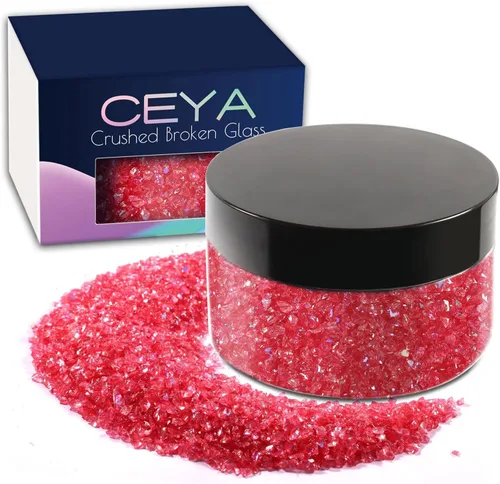 Miniatura 25 de Ceya 5.3 onzas/150g Vidrio Triturado Irregular Azul Neptuno Metálico Chips de Cristal Vidrio Roto Chips Purpurina 2-4mm Manualidades Purpurina
