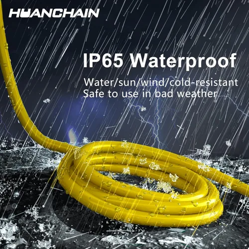 Miniatura 5 de HUANCHAIN Cable de extensión para interiores y exteriores, 50 pies, impermeable, calibre 16/3, flexible, resistente, cable de extensión para Amarillo