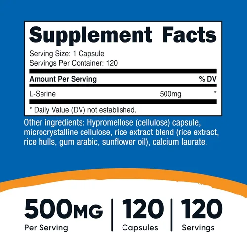 Miniatura 2 de Nutricost L-Serine 500mg, 120 Cápsulas, 120 Porciones - Cápsulas Vegetarianas, Sin OGM, Sin Gluten