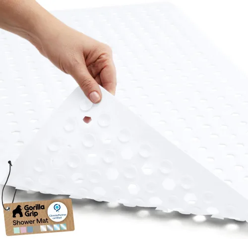 Miniatura 41 de GORILLA GRIP Alfombrilla para bañera patentada, lavable a máquina, con ventosas y orificios de drenaje para mantener las bañeras limpias, suave