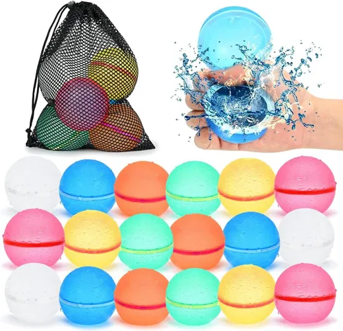Miniatura 9 de 98K Globos de agua reutilizables, 12 piezas con bolsa de malla, juguetes de agua para piscina y playa, para niños y niñas, juguetes de verano al