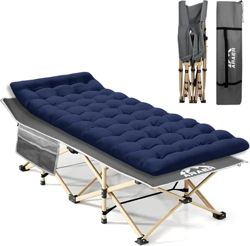 Cuna de camping con colchón, 450 libras (carga máxima), cama plegable portátil al aire libre con bolsa de transporte para adultos y niños, cuna
