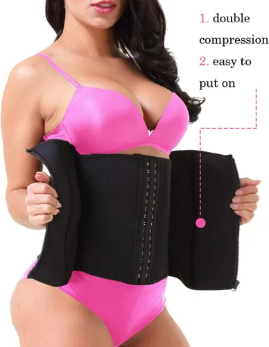 Miniatura 2 de GainKee, corsé para cinturón de clip y cremallera para mujer, neopreno, chaleco de sudor para dar forma al cuerpo Cinturón negro