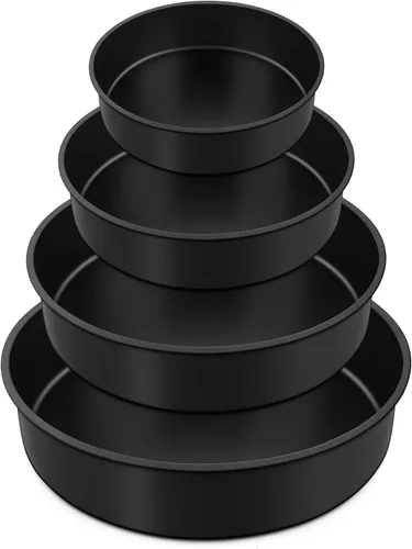 E-far Juego de 4 moldes para pasteles (4 pulgadas/6 pulgadas/8 pulgadas/9½ pulgadas), moldes redondos antiadherentes para tartas de cumpleaños,