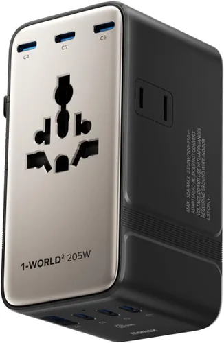 Miniatura 10 de MOMAX Adaptador de viaje universal 7 en 1, adaptador de enchufe de viaje europeo GaN 45W para iPhone 17, 3 USB-C PD y 2 USB-A QC, 2 AC, adaptador