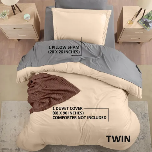 Miniatura 2 de Utopia Bedding Juego de funda de edredón tamaño individual - 2 piezas con cierre de cremallera - 1 funda de edredón 68X90 pulgadas y 1 funda de Beige