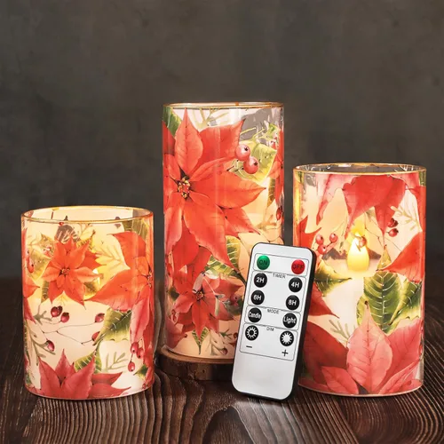 Miniatura 8 de Crystal Club Velas de Navidad sin llama, velas LED navideñas que funcionan con pilas con control remoto y temporizador, velas parpadeantes realistas