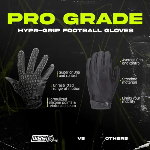 Miniatura 3 de We Ball Sports Hypr-Grip - Guantes de fútbol para hombre, guantes de silicona para receptor de palma