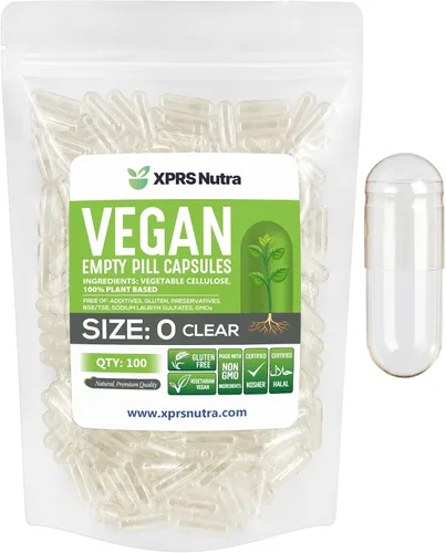 XPRS Nutra Cápsulas vacías de tamaño 0 – 100 cápsulas veganas vacías transparentes – Píldora vegetariana – Llenado de cápsulas vegetales de