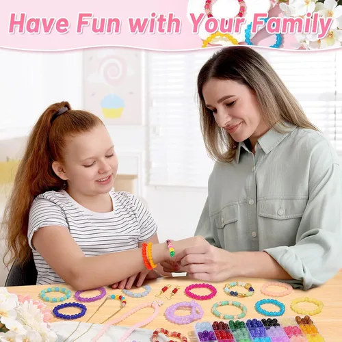 Miniatura 7 de shynek 476 Piezas Cuentas de Vidrio Redondas de 10mm, 28 Colores de Cuentas de Cristal para Hacer Pulseras, Joyería y Manualidades DIY 28