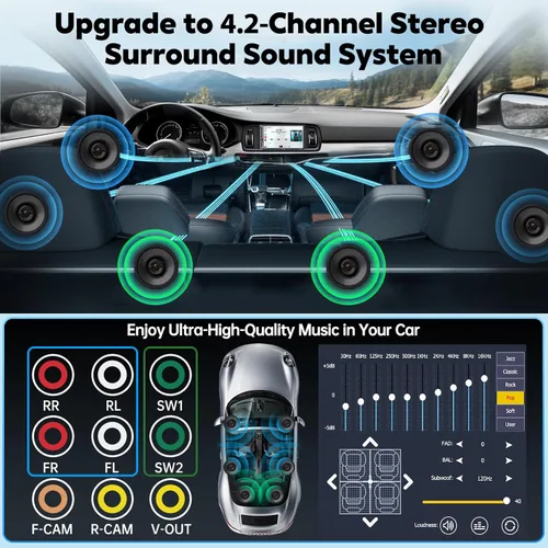 Miniatura 4 de [Actualización de pantalla QLED] Estéreo de coche de doble DIN de 7 pulgadas con Apple CarPlay inalámbrico y Android Auto, sonido potente de 240 W