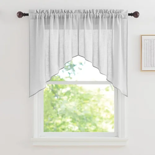 Miniatura 10 de RYB Home - Cortinas semitransparentes de lino Angora