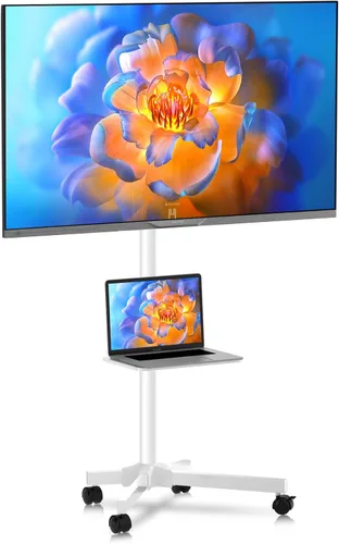 Miniatura 12 de XINLEI Soporte de TV móvil con ruedas para la mayoría de televisores de pantallas planas/curvas de 21 a 60 pulgadas, carrito de TV rodante de altura