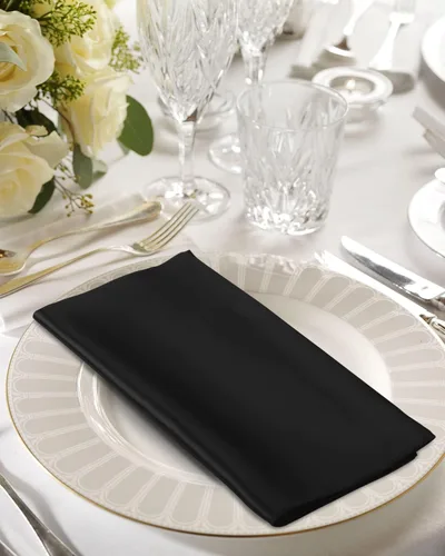 Miniatura 5 de VIJIV Juego de 12 servilletas de tela y juego de 6 anillos para servilletas dorados, 17x17 servilletas de cena de satén cuadradas con flores