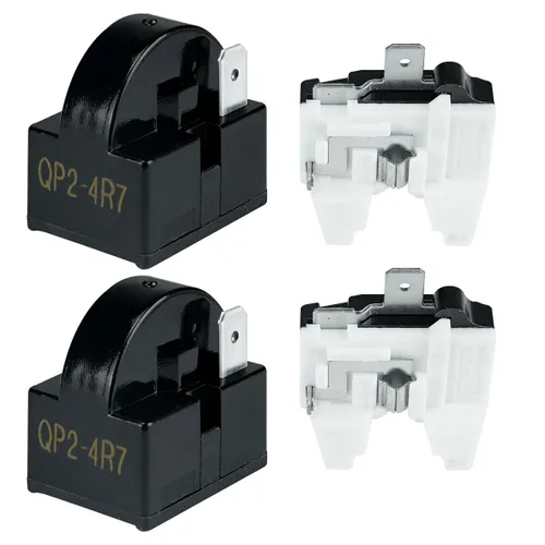Refrigerator Compressor Relay and Overload Kit 2 Sets Refrigerator Starters QP2-4R7 4.7 Ohm 1 Pin Refrigerator PTC Starter Relays and Freezer 1/2 Hp