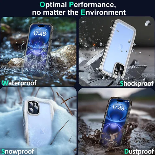 Miniatura 3 de SOKUSIN Funda impermeable para iPhone 13 Pro - Funda protectora de cuerpo completo con pantalla y protector de cámara incorporado, a prueba