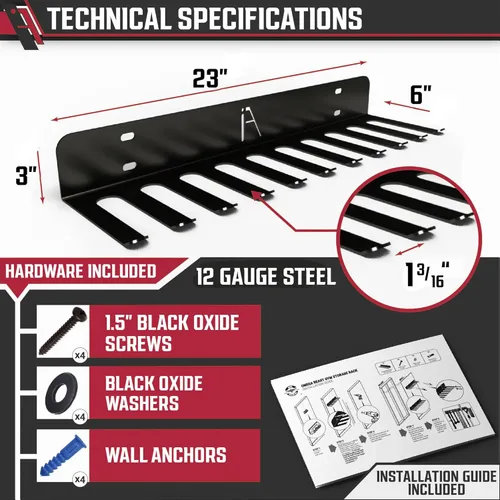 Miniatura 3 de IRON AMERICAN USA Omega Beast - Estante de almacenamiento de gimnasio con 11 ganchos, organizador de pared de gimnasio resistente, almacenamiento